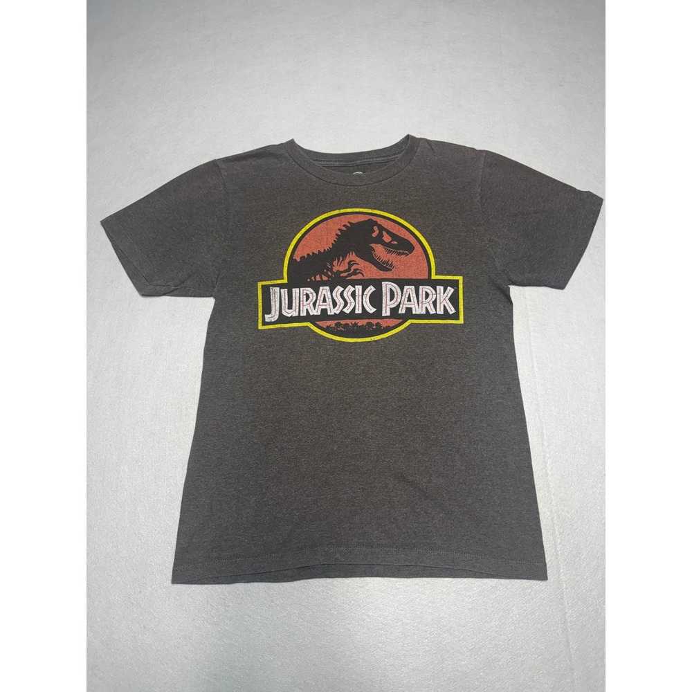 Jurassic Park T-Rex Logo Graphic Tee Charcoal Gray Mens Small Short Sleeve Shirt